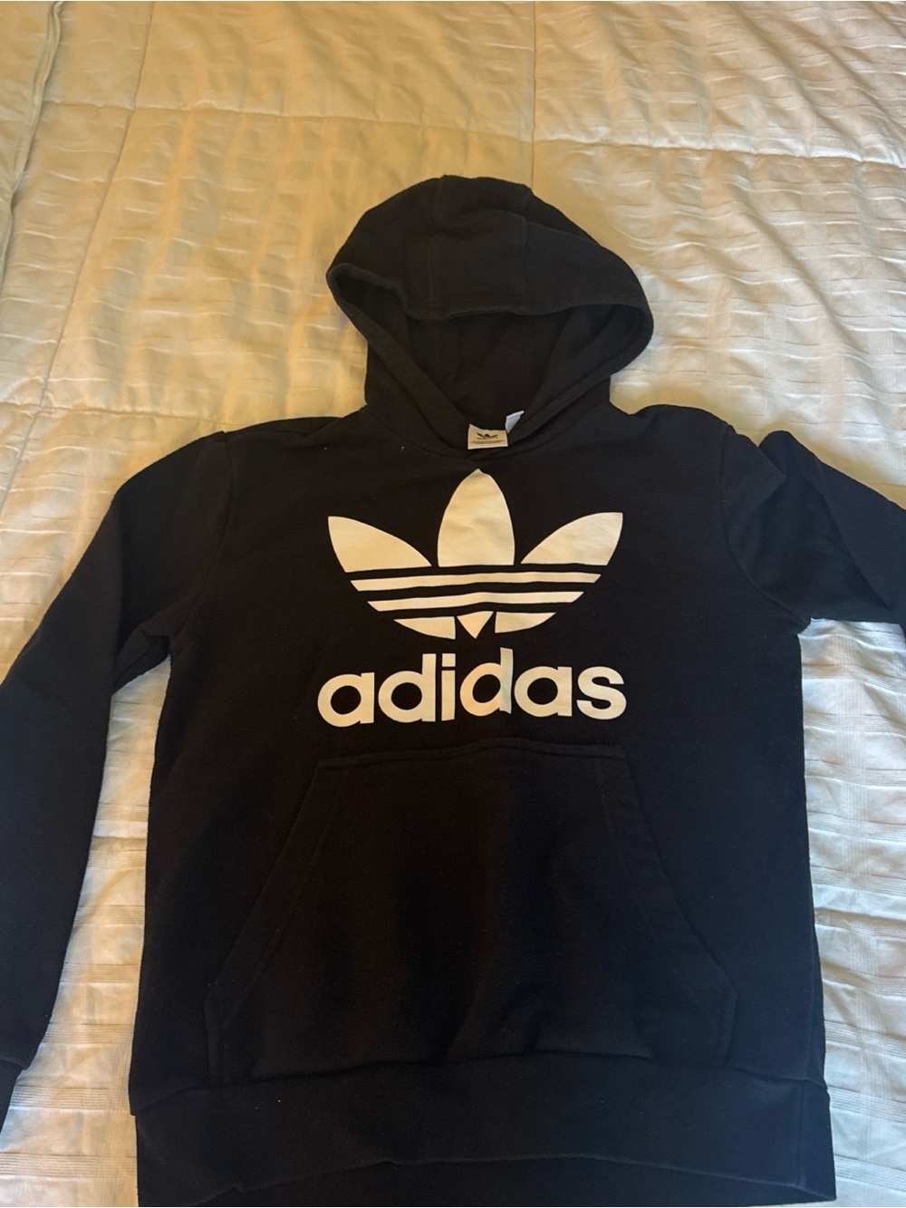 adidas Black Hoodie with White Trefoil Logo